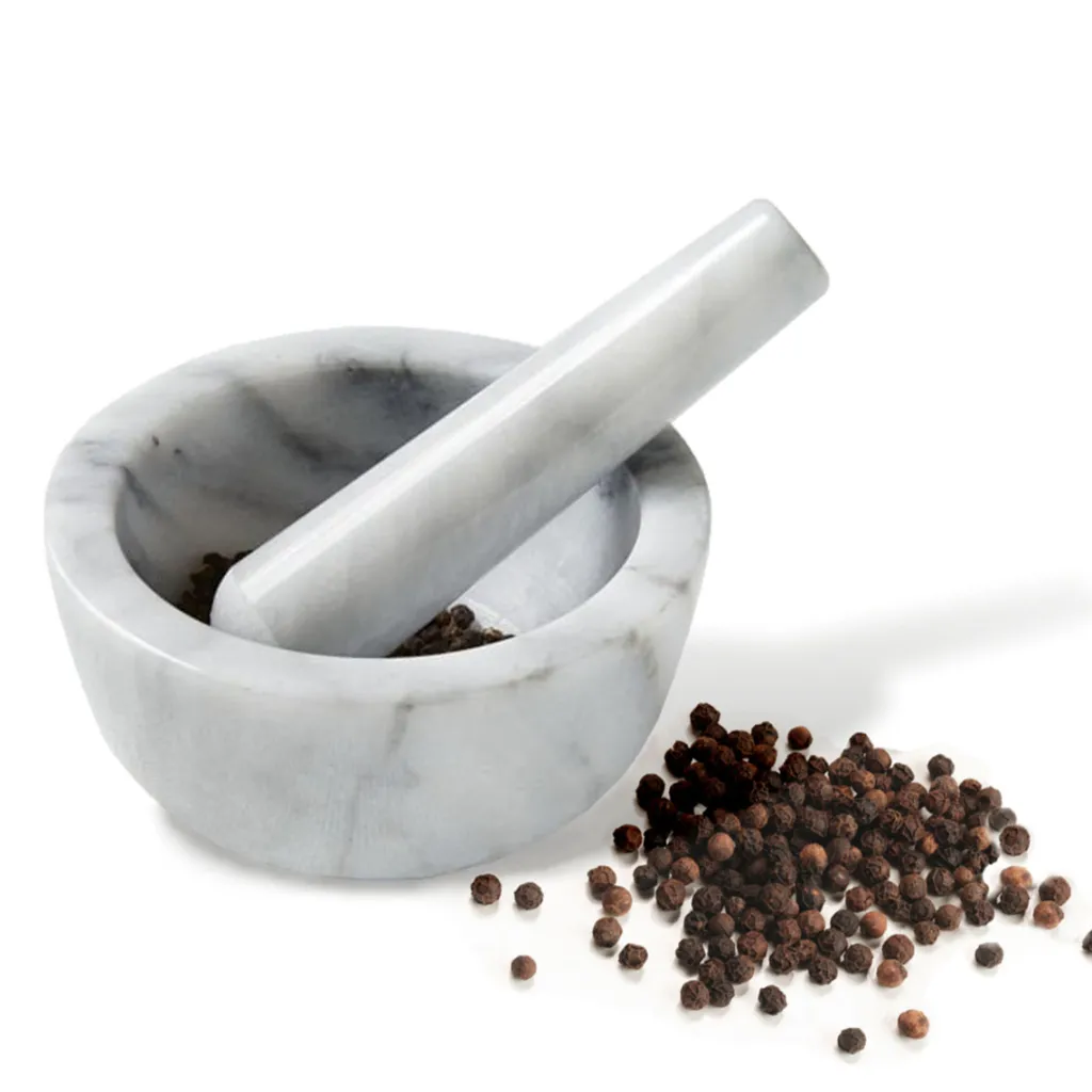 Ricardo Cuisine Preparation Tools-Natural Living Marble Mortar and Pestle